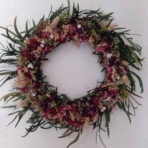 Floral Wreath with Green and Pink Accents